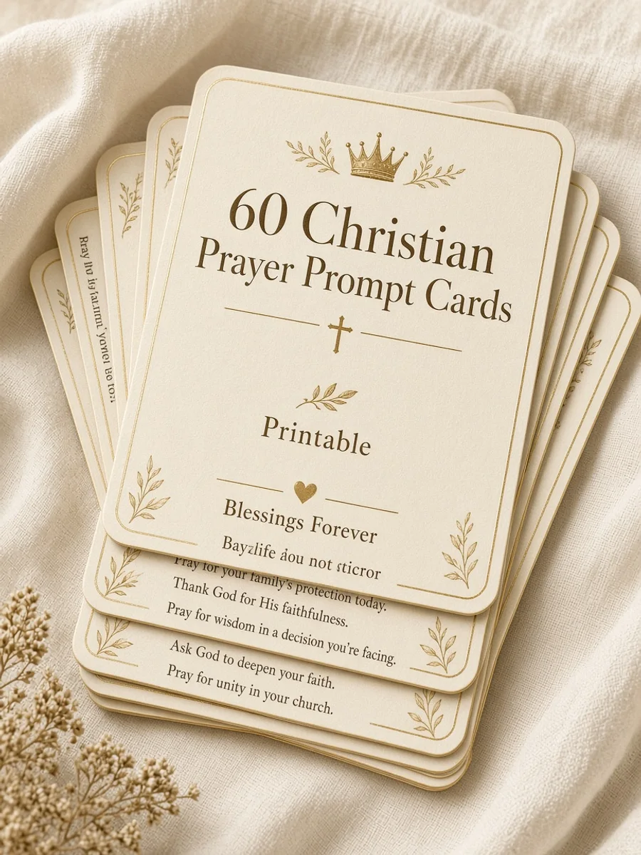 60 Christian Prayer Prompt Cards (Printable)